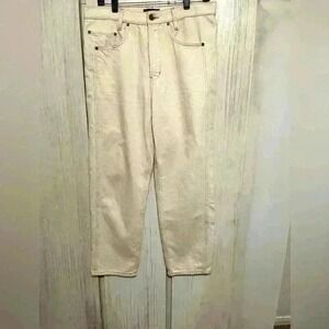 Banana Republic Premium Denim High-Rise Straight Jeans Women 29 Beige Button Fly